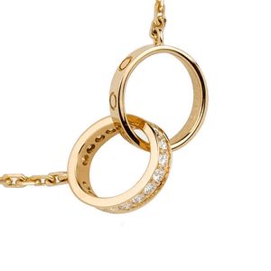 Pendant Necklaces Designer Jewelry Love Necklaces Rose Gold Platinum Diamond Chain Screw Double Circle Necklace Pendant for Women Stainless Steel Wedding Gift