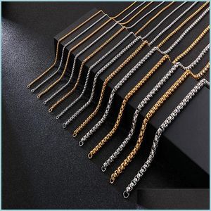 Chains Gold Black Sier Color Horsewhip Metal Chains Necklace Women Men Lobster Clasp Choker Without Pendant Jewelry Diy Accessories Dhbh1