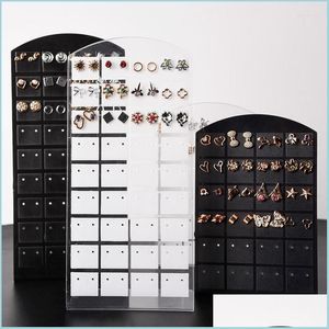 Jewelry Pouches Bags Jewelry Pouches 2Size Plastic Earrings Ear Stud Display Rack Screen Earring Stand Holder Storage Box Black Whit Dhphi