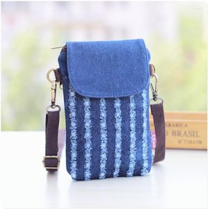 Evening Bags 2022 Women Shoulder Bag Hole Denim Large Screen Mobile Phone Coin Purse