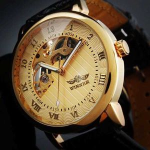 腕時計新しい到着時間リミテッド卸売勝者韓国時計トレンドカジュアルファンホローセミマニュアルメカニカルメンベルト学生腕時計
