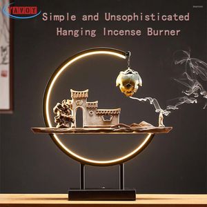 Fragrance Lamps Incense Holder Ceramic Lotus Backflow Chinese Architecture Burner Retro Style Porcelain Ornament Home Decor