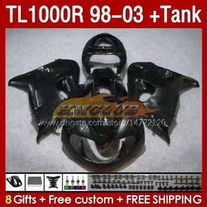Fantas de tanques para Suzuki TL-1000R SRAD TL-1000 TL 1000 R 1000R 98-03 BODYWORK 162NO.102 TL1000R 1998 1999 2000 01 02 03 TL1000 R 98 99 00 2001 2002 2003 Failing Stock Black Stock
