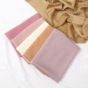 Solide Crinkle-Satin-Chiffon-Hijabs für Frauen Medine Seidenschal Frauen Muslim Hijab Satin-Chiffon-Schal-Wickel-Damenschals