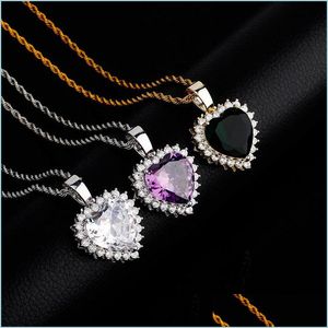 Pendant Necklaces Love Heart Necklaces Fashion Gold Sier Color Men Women Pendant Luxury Big Size Zircon Hip Hop 3483 Q2 Drop Delivery Dhhiz