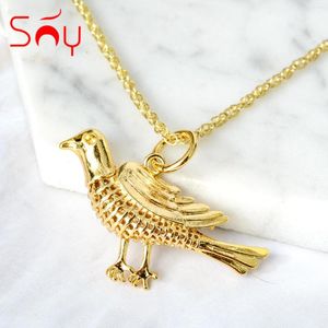 Pendant Necklaces Sunny Jewelry Fashion Classic Bird Necklace Copper Hollow Animal Cute Style Gold Planted For Women Man Daily Wear Gift