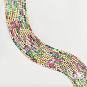 Jewelry Sexy Short Sparking Rainbow Tennis Chain Necklace With AAA CZ Fashion Personality Women Collar Jewellery bijoux femme