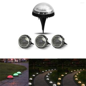 Waterproof Solar Buried Lamp Underground Road Stud Lighting 8 Leds Round Warning Light For Driveway Street Garden