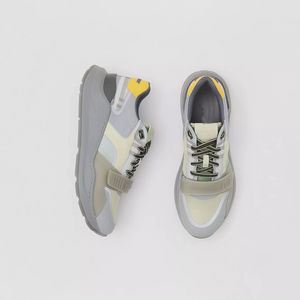 Casual trainer shoes Leather color blocking thick soled shoes Classic plaid stripe sneakers