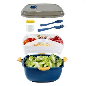 Servis upps￤ttningar 2 lager Bento Box Lunch Microwave Storage Container Foodbox Kitchen med lock