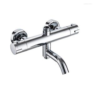 Bathroom Shower Sets Brushed Copper Tap Wall Mount Thermostatic Water Mixer Cold Steel Heater Wasserhahn Faucets LG50LT