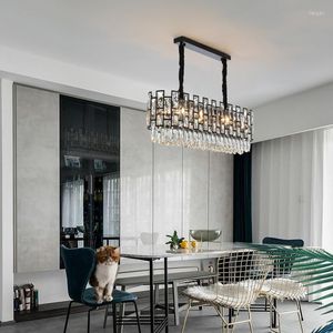 Lampadari Brillano Lampadario In Cristallo Per Soggiorno Decorazione Domestica Moderna Retangle Illuminazione Della Cucina Lampade A Led A Luce Nera