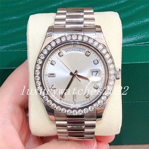 Luxury mass relógio V5 versão sivler 36/40mm tamanho automático mecânico de aço inoxidável completo moldura de diamante de corda automática Montre de luxo