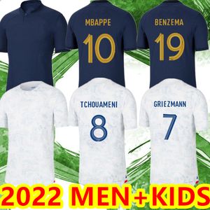 2022 23 فرنسا بنزيمة MBAPPE قمصان كرة القدم 22/23 GRIEZMANN POGBA KANTE مايوه طقم قدم علوي قميص DEMBELE KIMPEMBE VARANE SALIBA DIGNE GIROUD Football طقم رجالي للأطفال