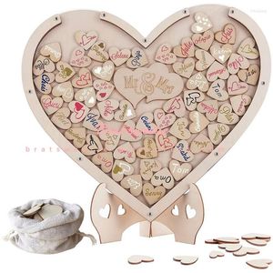 Gift Wrap Wedding Guest Book With Wooden Hearts Drop Top Frame Sign Visitors Rustic Decorations Guestbooks