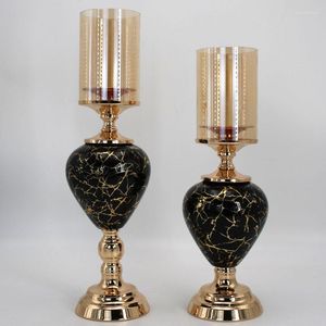 Candle Holders Metal Candlestick Fashion Candelabra Table Domowe Dekor Home Black Ceramic Handicraft