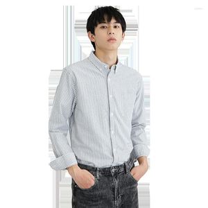 Men's Casual Shirts Boys Spring Cotton Shirt Office Wear Men Plus Size Long Sleeve Button Up Striped Collared Formal Dress 4xl