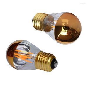 Bombilla Led Filamento Luci E27 4W AC220v Dimmer G45 Lampadina a Sfera a Bolle Edison Sgolden Top Specchio Lampada Shadowless Bianco Caldo