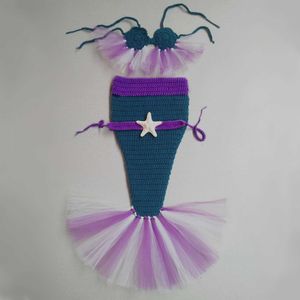 Платья для крестиков новорожденные малышка милая девочка набор голубая русалка вязаная костюми