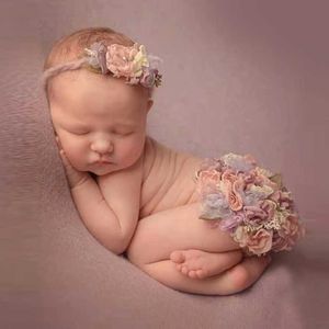 Dopklänningar nyfödda fotografi kostym pannband rund blommor täcke kläd baby flicka foto rekvisita tillbehör studio spädbarn skjutkläder t221014
