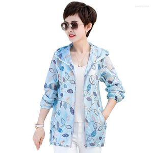 Kvinnors dike rockar överdimensionerade solskyddskläder Kvinnor Summer Thin Coat Anti-ultraviolet 2022 Spring Mom Lady Printing Top