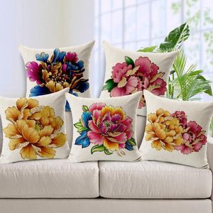 Kudde Floral Series Gold Flowers Red Roses For Soffa Bedroom Bil Decoration Flower Cherry Throw Pillow Case