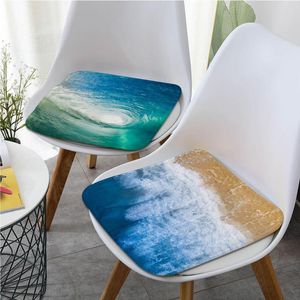 Pillow Blue Ocean Waves European Stool Pad Patio Home Kitchen Office Chair Seat Pads Sofa 40x40cm Mat