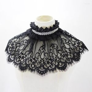 Bow Ties Pleated Ruffles Stand Fake Collar For Women Crochet Lace Floral Necklace Choker False Collars Female Detachable