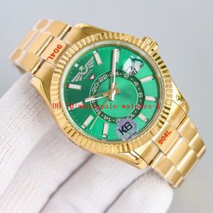 5 Star Super Watch TWF K6 Cal.9001 Automatisk rörelse armbandsur 42mm 326934 Green Dail Sky Ring Comm Month Work Sapphire Men Watches Gold