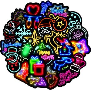 50PCS Neon Style Stickers Neon Light Waterproof Vinyl Decals Laptop Sticker for Water Bottle Phone Computer Luggage Guitar Bathroom Graffiti Patches YM50-184
