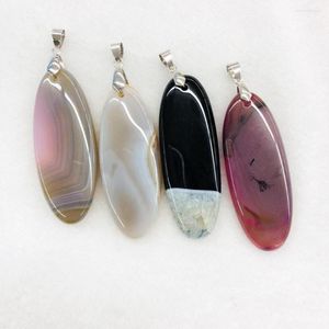 Pendant Necklaces Natural Charming Agate Chalcedony Oval Mixed 10pcs/lot For Necklace Approx 50mm