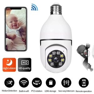 Mini Kamera A6 Ampul Gözetim Kamerası WiFi Kablosuz IP Akıllı Ev Güvenlik Monitörü 1080p 360 ° Döndür Gece Görme Hareket Algılama Kamera DVR Video Webcam