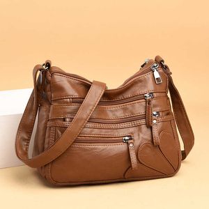 HBP Middle aged mother bags Women's bag 2022 new soft leather one shoulder messenger bagi Multi layer large capacity fashionable versatile