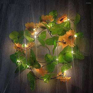 Strings 2m Solar Sunflower Light String Battery Powered Fairy Lamp Garland For Garden Lawn Backyard Outdoor Lighting Decoration