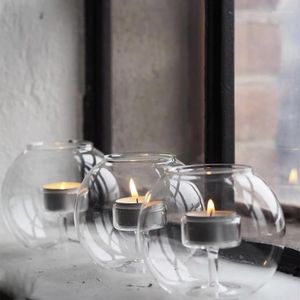 Ljusstake Clear Glass Holder Votive Tea Light Stand Home Decor for Weddings Parties Wedding Table Centerpieces