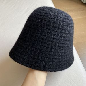 Texture en tricot laine de laine chapeau p￪cheur de p￪cheur femme automne hiver version cor￩enne de type cloche pot de casquette polyvalente