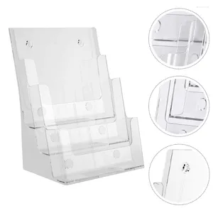 Jewelry Pouches File Sorter Three- Layer Desktop Folder Rack Clear Office Organizer For Letter Document Notebook Binder Purse