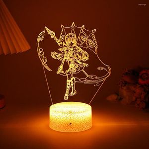 Night Lights Genshin Impact Anime Light Game Figure Yunjin Lamp Shenhe Room Decor Kids Gift Acrylic Board And Base Are Sold Separately