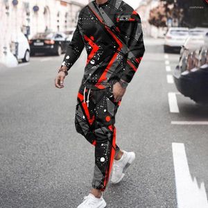TRABALHO DE TRABALHOS MENINOS 2022 Roupas masculinas conjuntos de roupas de mangas compridas calças de moletom masculino de impressão 3D Moda de rua