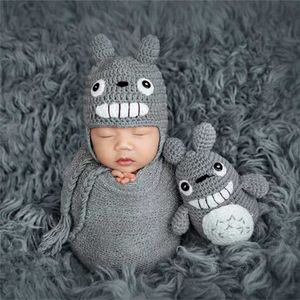 Abiti da battesimo 2021 Newborn fotografia Puntelli Vestiti totoro costume Baby Photo Abbigliamento Puntelli Accessori da studio Ragazza infantile Abito fatto a mano T221014