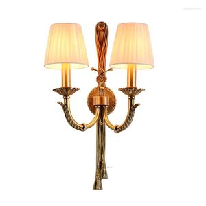 Wall Lamp American Country Full Copper Lights Luxury Villa Living Room Bedroom Art Handmade Pure Sconce