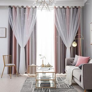 Tenda a doppio strato Blackout Star Ritaglio per la decorazione del soggiorno Sheer Window Hall Curtains Panels Home