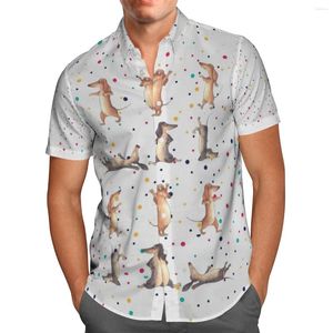 Mäns avslappnade skjortor Animal Dog 3D Beach Hawaiian 2022 Summer Men's Shirt Short Sleeve Streetwear Overdimensionerade 5xl Camisa Social Chemise