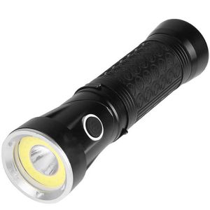 Torches Flashlights T6 COB 90 Degree Rotating Working Flashlight Powerful LED Lamp Portable White/Red Light For Outdoor Camping L221014