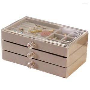 Jewelry Pouches Drawer Type Plastic Storage Box Transparent Finishing Makeup Earrings Bracelet Ring