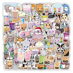 100 Pcs Boba Tea Stickers Bubble Tea Pearl Milk Sticker Vinile Impermeabile Laptop Bumper Bottiglie d'acqua Computer Adulti Bambini Adolescenti E-214