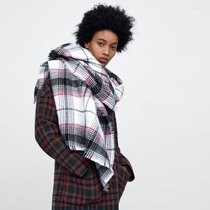 Scarves White Cashmere like Checked Scarf Of Zajia Family In Autumn And Winter Europe America Thickened Cashmere Shawl Neck