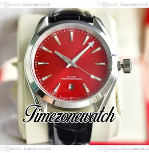 41.5mm Aqua Terra 150m Automatic Mens Watch 220.10.38.20.13.003 Red Dial Stick Markers Steel Case Leather Strap New Watches TWOM Timezonewatch E448E2