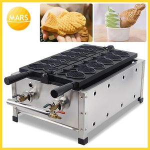 Br￶dtillverkare Mars kommersiella rostfritt st￥l 6st Fish Cake Waffle Fores LPG Gas Taiyaki Machine Maker med CE -certifiering