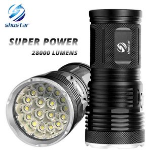 Ficklampor facklor kraftfulla LED -ficklampa med 18 x t6 LED -lamppärla vattentätt sökljus brett intervall Använd 4 x 18650 Batteri av belysning L221014